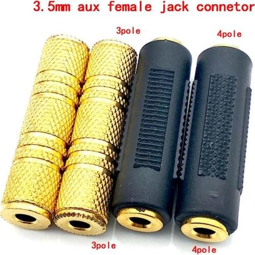 2pcs Stereo 3.5mm 3 pole to 3pole 1/8" Aux Female to Female Jack Audio Coupler Adapter 4 pole to 4 pole aux Connector adapter