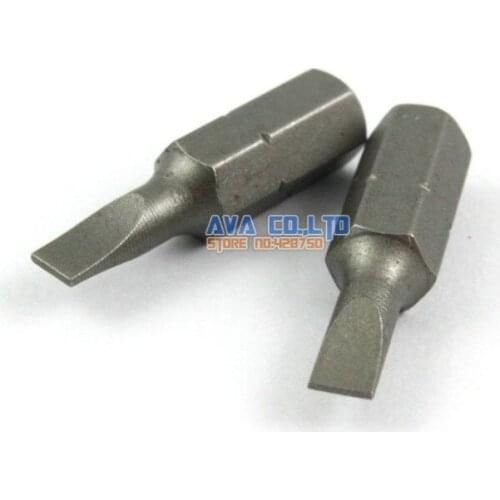 20 Pieces 4mm Head Magnetic Slotted Screwdriver Bit S2 Steel 1/4" Hex Shank 25mm Long (25mm x SL4)