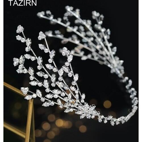 5A New Cubic Zirconia Headpieces CZ Soft Headbands Bridal Wedding Tiaras and Crowns Headband Party Hair Jewelry Accessories