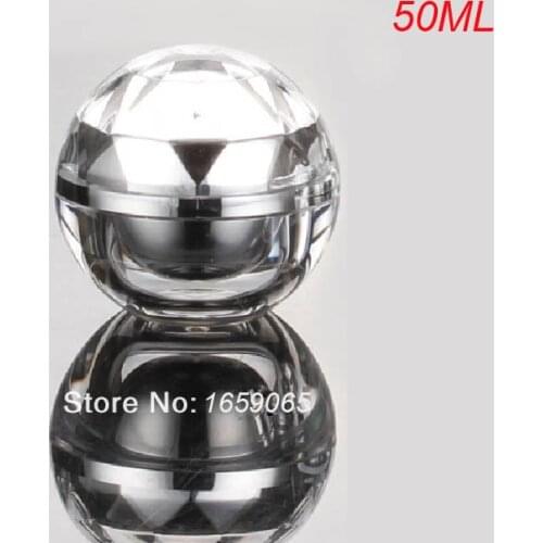 50g silver acrylic ball shape cream bottle cosmetic container cream jar Cosmetic Packaging Cosmetic Jar