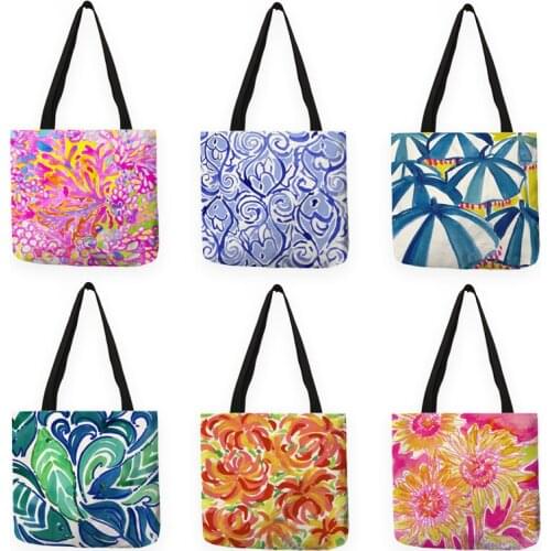 B13035 Watercolor Floral Painting Shopping Bags Women Handbags Designer Tote Bag for Diapers Mom