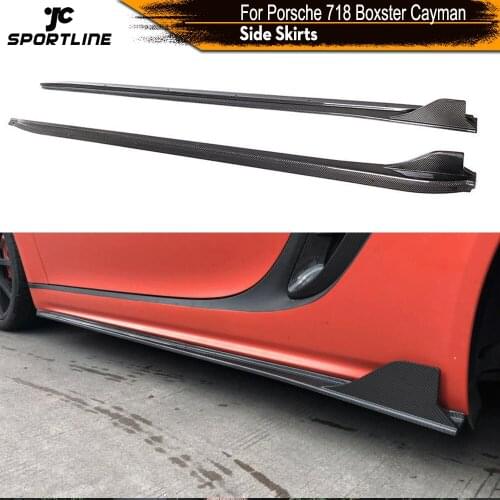 Side Skirts for Porsche 718 Boxster Cayman 2016 - 2019 Side Skirts Extension Lips Door Steps Panels Carbon Fiber / FRP