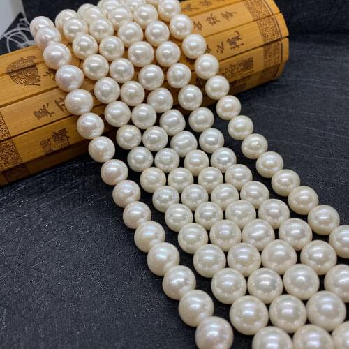 Natural Freshwater Pearl Beads High Quality White Round Perforated Beads DIY Necklace Earrings Jewelry Accessories 11-12mm