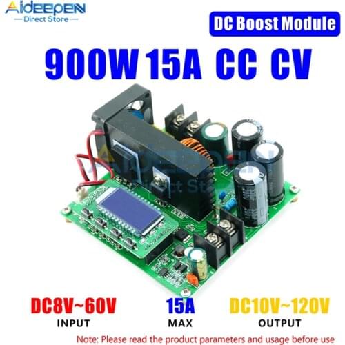 DC 8V-60V to 10V-120V 900W 15W Boost Power Supply Module DC-DC Step-up Voltage Converter LCD Digital Display Module