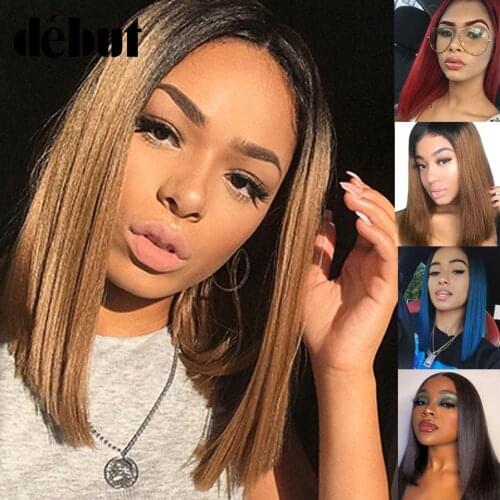 Debut Lace Front Human Hair Wigs Brazilian Straight Bob Wigs For Black Women TT1B/30 Ombre 100% Human Hair Cheap Lace Part Wigs