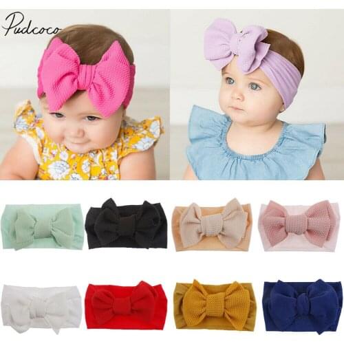 2019 Children Accessories Kid Girl Baby Headband Toddler Lace Bow Flower Hair Band Solid Candy Color Headwear Big Bowknot Sets