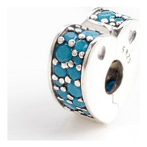 S925 Sterling Silver Elegant Heart-shaped Positioning Buckle Hot Versatile Blue Bracelet fit original Charm Bracelet Jewelry