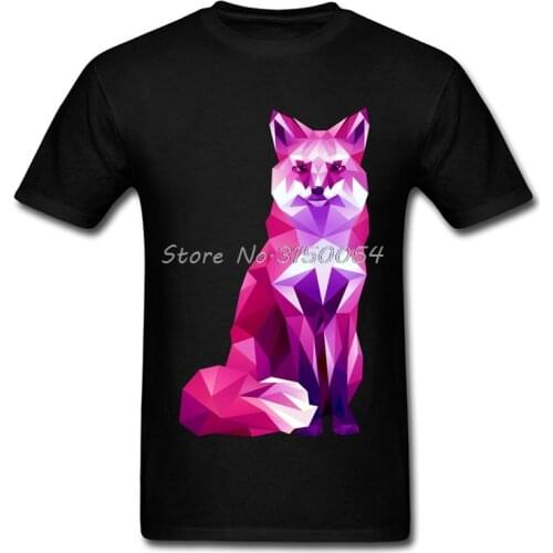 Somatotype Fractal Pink Fox Graphic T Shirt Men O-Neck Cotton T-shirt Fashion Men Tshirt Hip Hop Funny Tees Harajuku