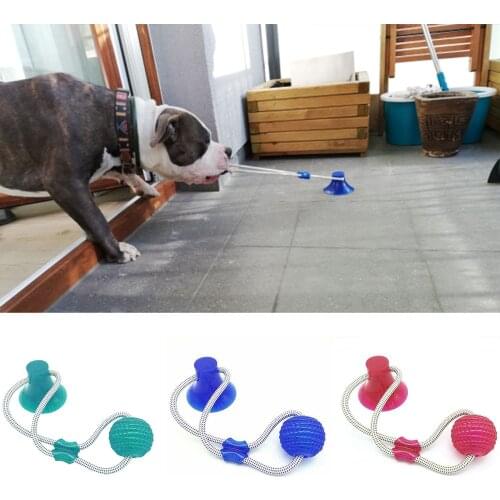 Dog Toys Puppy Interactive Suction Cup Push TPR Ball for Dogs Pet Molar Bite Toy Elastic Rope Dog Tooth Cleaning Chewing Toys