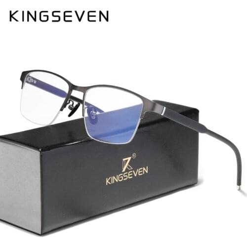 KINGSEVEN Pure Titanium Optical Glasses Frame Men 2020 Square Myopia Prescription Eyeglasses Male Metal Eyewear