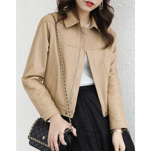 2021 Spring Genuine Leather Jacket Women Sheepskin Coat Streetwear Ladies Female Coats and Jackets Womens Clothing WPY3321