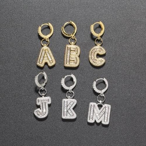 Hot sales Bling Bling Fashion Hip Hop Brass Letters stud earrings E039