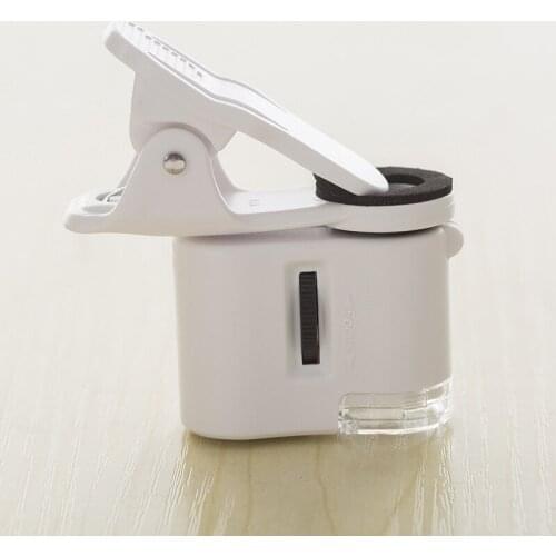 Factory whilesale 60-fold Mobile Phone Clip Microscope UV Banknote Check Lamp LED Lamp Portable Optical Instrument Magnifier