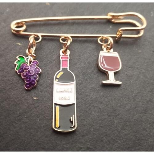 Wine time wine glass enamel pin brooch bag clothes lapel pin pin badge cartoon jewelry gift for lovers friend