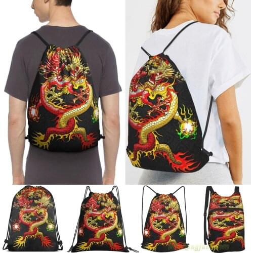 Brotherhood Of The Snake - The Red And The Yellow Dragons Men Travel Sports Gym Bag Women Drawstring Bags Sackpack Backpack