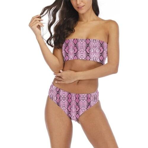 New Leopard Bandeau Female Swimsuit Without Straps Bikini Women Swimwear Two-pieces Bikini set Bather Bathing Suit Swim Lady