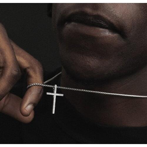 Men Women Hip Hop Cross Pendant Necklace Cubic Zircon Chain Iced Out Bling Necklaces HipHop Jewelry Fashion Gift