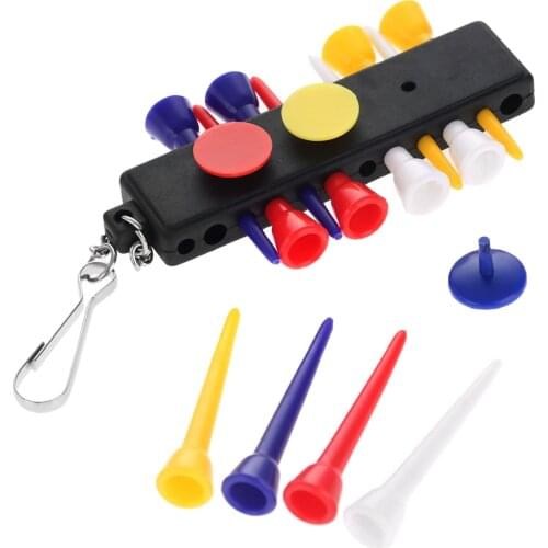 Golf Tees Holder Stand Carrier With 12 Pcs Rubber Golf Ball Tees & Pocket Keychain Outdoor Golf Training Aids Plastic Easy carry