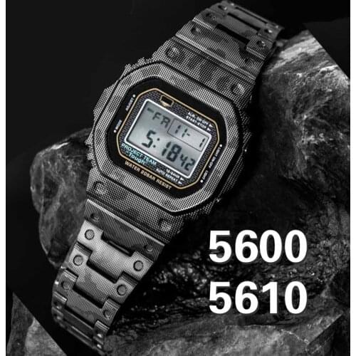316L Stainless Steel For DW 5600 Camouflage Watch Strap Band and Bezel Series GW5000 DW5035 Metal Watchbands Cover Tools DW5600