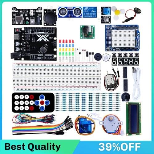Starter Kit for Arduino Uno R3 - Mini Breadboard and Ultrasonic Sensor / IR Control /1602 LCD / jumper Wire/ Axis Sensor/UNO R3