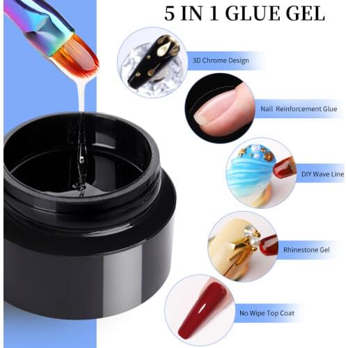 BORN PRETTY 5ML Reinforcement Gel Nail Polish 5 IN 1 No-wipe Top Coat Efficient Function Nail Art Gel Vanish Curing Manicuring