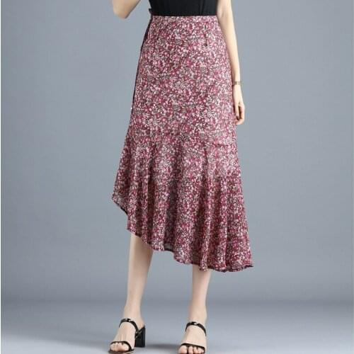 Women Pleated Tutu Tennis Beach Kawaii Skirt Jupe Punk Short Pink Blue Chiffon Floral Fish Tail High Waist Goth Sexy Mini Summer