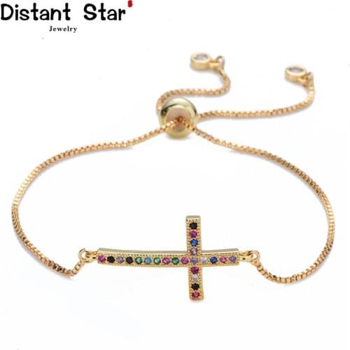 New womens rainbow cross bracelets&bangles jewelry cz zircon snake chain bracelet adjustable chain bracelet accessory femme