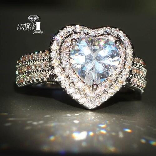 YaYI Jewelry Fashion Princess Cut Huge 4.5 CT White Pink Zircon Silver Color Engagement Rings wedding Rings Party Rings