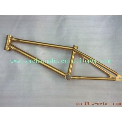 Golden Anodized Titanium BMX bike frame customized super light BMX bicycle frame made golden anodized titanium BMX bike frame