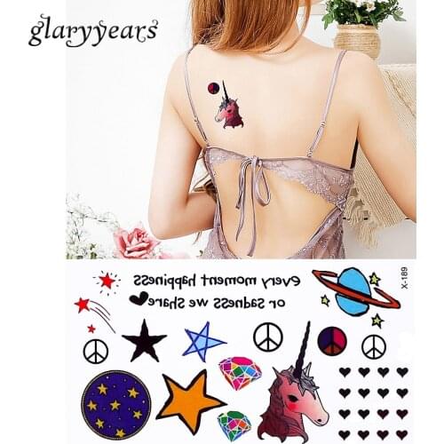 1 Piece Cute Cartoon Children Temporary Tattoo Beauty Girl Star Design Body Leg Arse Art Tattoo Sticker Sexy Makeup 10.5cm * 6cm