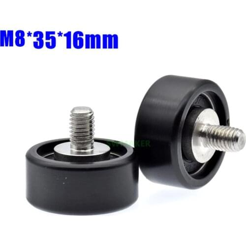 10pcs M8*35*16mm 10*35*16mm POM bearing pulley, flat roller, PA66 nylon wheel, 6200 silent bearing plastic roller