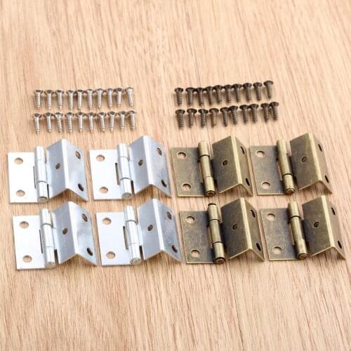 4Pcs Vintage Wooden Boxes Chinese Old Hinge Furniture Decoration Cabinet Door Luggage Furniture Hinge With Screws 25*15*12mm