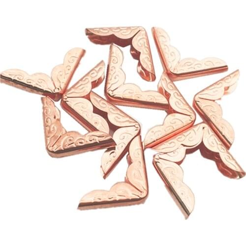 40pcs 20X20X4mm Rose Gold Metal Book Corners For Photo Albums Menus Folders DIY Scrapbooking Decor Corner Protectors WD0276