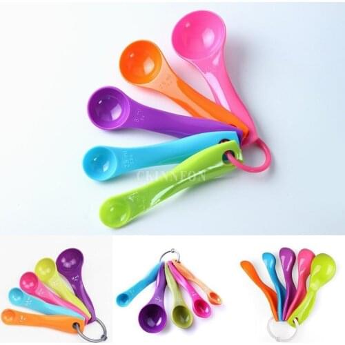 500Set DIY Colorful Plastic Measuring Spoons 5Pcs/Set Baking Cooking Spoon Set Kitchen Tool