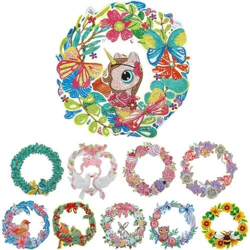 DIY Diamond Painting Crystal Wreath Art Crafts Special Shaped Drill Diamond Painting Creative Door Pendant Home Decoration Gift