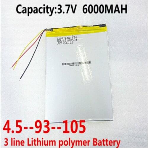 Free shipping)Polymer lithium battery 3.7 V,4594105 6000MAH Apply to dual-core P85 P85HD V972 V971 four cores