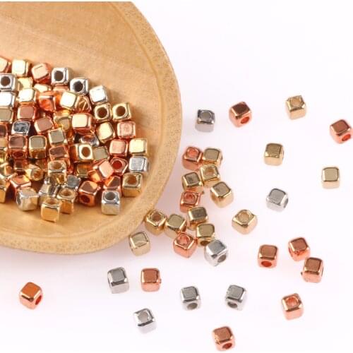 Wholesale Mixed color Plated CCB Square Rounded Corner Seed Spacer Loose Bead For Jewelry making DIY Necklace Bracelet Accessory