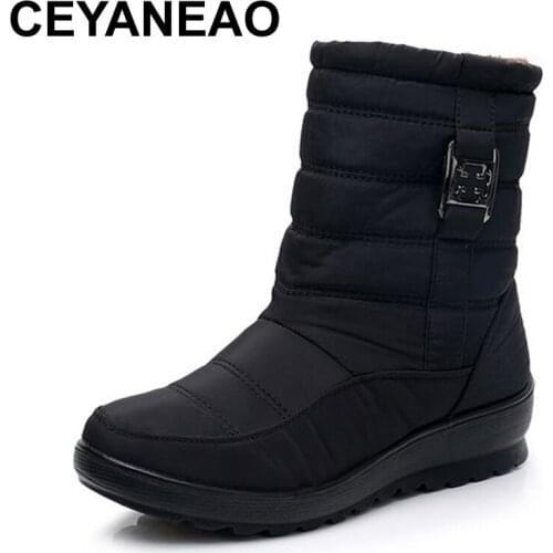CEYANEAOwomen snow boots winter brand boots waterproof antislip light comfortable warm mother cotton boots plus size cottonE1873