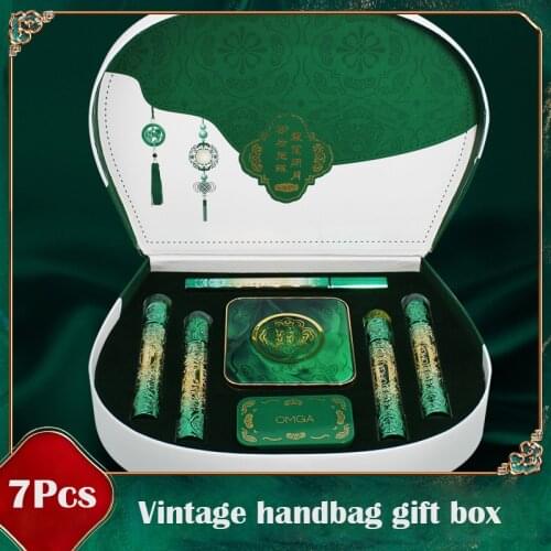 Retro Oriental Chinese Style Handbag Elegant Make-up Country Tide Gift Box Eyeliner Lipstick BB Cream Solid Perfume 7PCS/Set