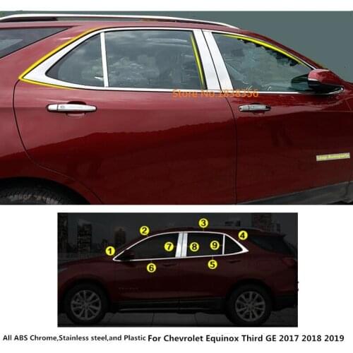 For Chevrolet Equinox Third GE 2017 2018 2019 2020 Stainless Steel Glass Window Garnish Pillar Middle Column Trims Accessories