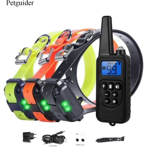 Electric Pet Dog Training Collar Waterproof Rechargeable E Collar With Remote Control Receiver Anti Bark Trainer