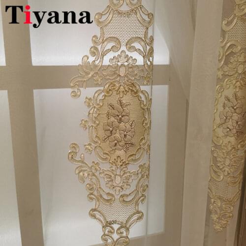 Tiyana European Flower Beads Sheer Tulle Curtains For Living Room Bedroom Luxury Window Drapes Panel Home Decoration ZH034Y