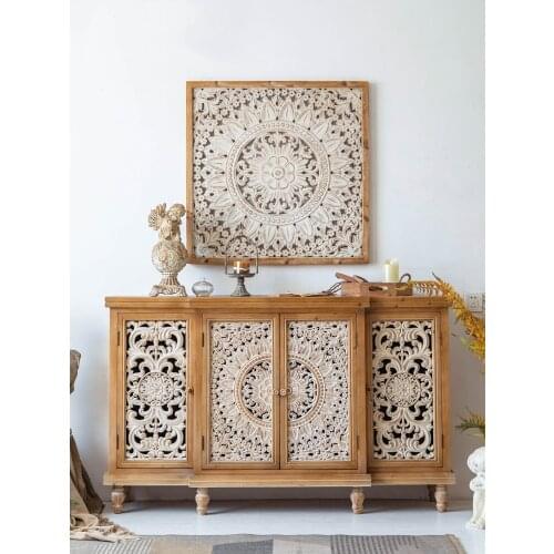 French Retro Wall Decoration Wood Carving Living Room Background Wall Hanging Decor Wall Creative Bedroom 83cm Large Pendant