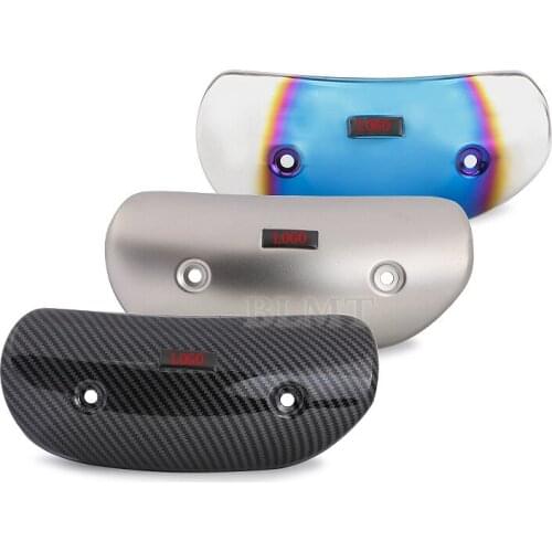 Exhaust Muffler Middle Link Pipe Carbon Fiber Heat Shield Cover Protector Anti-Scalding Cover with Clamp with logo sticker