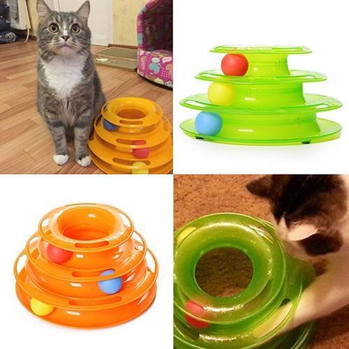 Pet Toy Intelligence Amusement Rides Shelf Three Levels Tower Tracks Disc