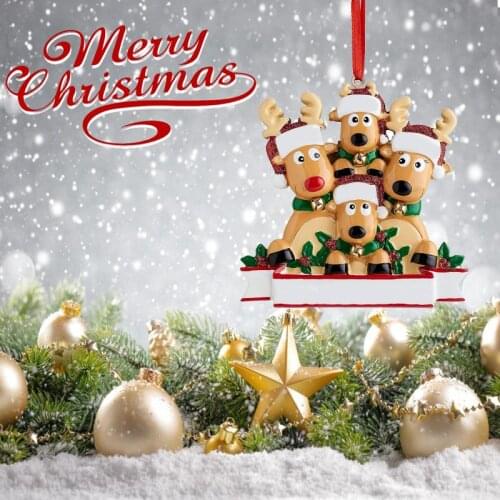Personalized Reindeer Family Christmas Tree Ornament 2021 Cute Deer Holiday Winter Gift Year Family Ornament New Year Gift