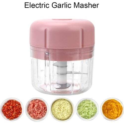 Sturdy Durable Mini Crusher Chopper For Crushed Garlic Ginger Chili Meat Vegetable 250ML Electric Garlic Masher USB Charging