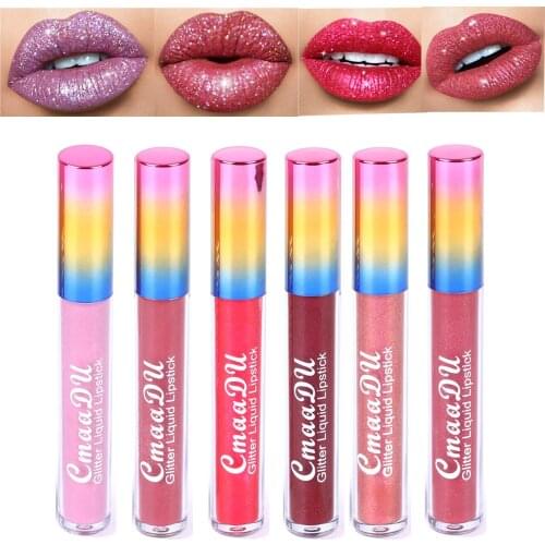 6 Color Matte To Glitter Liquid Lipstick Chameleon Gold Metal Matte Lip Gloss Long Lasting Waterproof Pearl Colour Lip Tint Lips