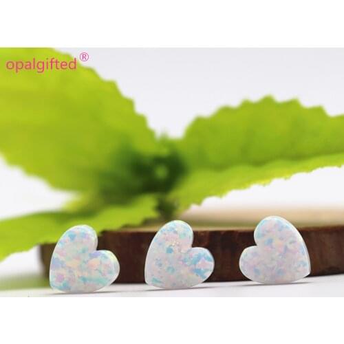 MOQ=5PC Free shippping Lab created white op17 Opal Heart Gems Stone for fashion Necklace Synthetic opal 10mm heart side hole