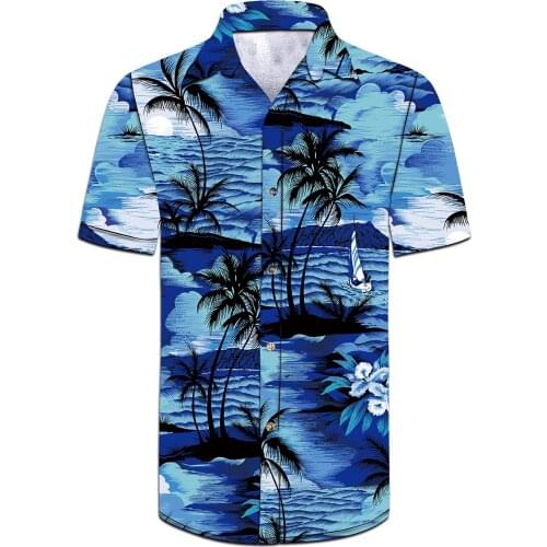 Custom Logo Classic Fit Tropical Blue Print Mens Custom Hawaiian Shirt+ Short Custom your own pattern